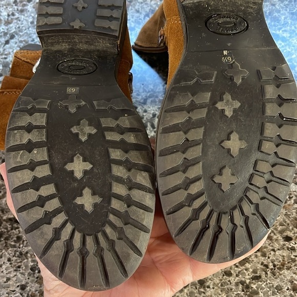 Steve Madden Dormaa Suede Moto Bootie Buckles Size 6.5M side zip double buckle - Picture 12 of 15